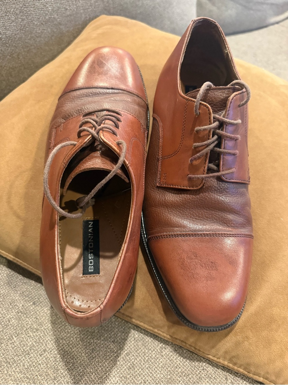 Bostonian Dennison Men's Brown Leather Cap Toe Oxfords Size 9.5W